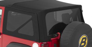 BESTOP Tinted Window Kit For Factory Top & Sailcloth Replace-A-Top For 2007-18 Jeep Wrangler JK 2 Door Models (Black Twill) 58442-17
