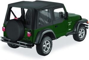 BESTOP Replace-A-Top With Half Door Skins & Clear Windows In Black Diamond For 2003-06 Jeep Wrangler TJ 5112835