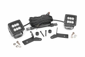 Rough Country 2" LED Cube Lower Windshield Kit Black Series for 18-25 Jeep Wrangler JL & Gladiator JT 70052