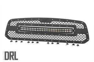 Rough Country Mesh Grille 30" Dual Row LED Black White DRL For 13-18 & Classic Ram 1500 2WD/4WD 70199DRL