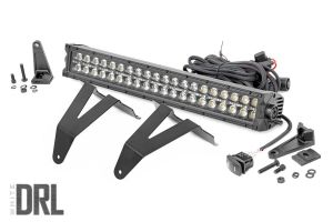Rough Country LED Light Kit Bumper Mount 20" Black Dual Row White DRL For 19-24 Ram 1500 70779DRL