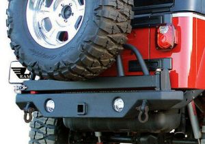 Rampage Rear Recovery Bumper With Swing Away Tire Carrier For 1987-06 Jeep Wrangler YJ & TJ (lights sold separately) 76610