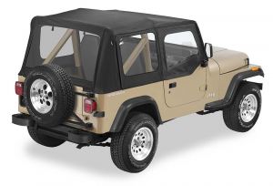 BESTOP Replace-A-Top With Door Skins & Clear Rear Windows In Black Sailcloth For 1988-95 Jeep Wrangler YJ Models 7912001
