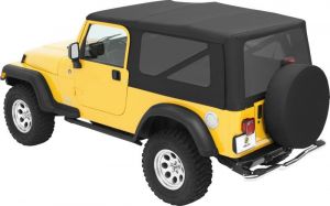 BESTOP Replace-A-Top With Tinted Rear Windows In Sailcloth Black For 2004-06 Jeep Wrangler TLJ Unlimited With Factory Steel Doors 7914035