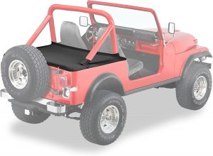 BESTOP Duster Deck Cover With Supertop Bow Folded Down In Black Crush For 1980-91 Jeep Wrangler YJ & CJ7 9000301