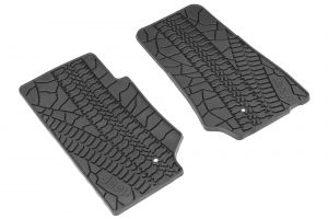 MOPAR Front Floor Mat Set with Jeep Logo, Slate Grey For 2007-13 Jeep Wrangler JK 2 Door & Unlimited 4 Door 82210164AC