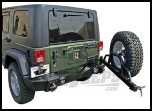 Rampage Rear Recovery Bumper With Swing Away Tire Carrier Semi Gloss Black For 2007-18 Jeep Wrangler JK 2 Door & Unlimited 4 Door (lights sold separately) 86606