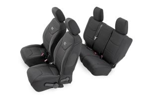 Rough Country (Black) Neoprene Seat Cover Set Front & Rear For 2008-10 Jeep Wrangler JK Unlimited 4 Door Models 91002A
