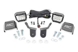 Rough Country LED Light Kit Cage Mount 2" Chrome Pair Wide Angle For Honda Pioneer 1000-5 92012