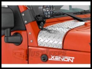 Warrior Products Outer Hood Cowling Cover For 2007-18 Jeep Wrangler JK 2 Door & Unlimited 4 Door Models (Aluminum Diamond Plate) 923