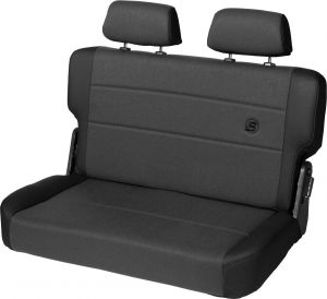 BESTOP TrailMax II Fold & Tumble Rear Bench Seat With Fabric Front In Black Denim For 1955-95 Jeep Wrangler YJ & CJ Series 3944115