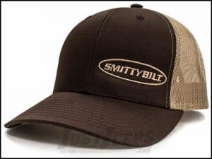 SmittyBilt Logo Snap Back Trucker Hat in Brown and Tan MK05HT0211OS
