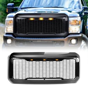 AMERICAN MODIFIED Raptor Style Mesh Grille with Amber Lights for 11-16 Ford F-250 Super Duty,11-16 Ford F-350 Super Duty,11-16 Ford F-450 Super Duty,11-16 Ford F-550 Super Duty AMFMFA00125