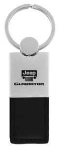Automotive Gold Jeep Logo Gladiator Leather Duo Keychain KC1740.GLAD.BLK
