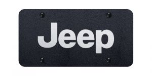 Automotive Gold Jeep Logo License Plate Rugged Black PLJEEERB