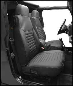 BESTOP Front High Back Bucket Seat Covers In Grey Denim For 1991-95 Jeep Wrangler YJ 29224-09