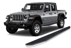 Black Horse Offroad Premium Running Boards in Black with Stainless Accent Trim for 20-25 Jeep Gladiator JT PR-J479
