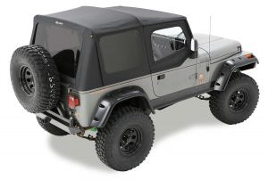 BESTOP Replace-A-Top Factory Sailcloth Black With Tinted Windows & Half Door Skins In For 2003-06 Jeep Wrangler TJ 7912935