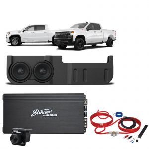 Stinger Off-Road Dual 10" Loaded Subwoofer Enclosure with Stinger Audio 1800W Monoblock Amplifier & Wiring Kit for Chevy Silverado/GMC Sierra 1500 (2019+)/2500/3500 Crew Cab (2020+)  TXGM1800SK
