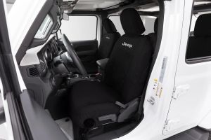 Covercraft "Jeep" Logo Endura SeatSaver Front Seat Covers for 18-23+ Jeep Wrangler JL Unlimited & Gladiator JT SSJ2525FJ11WFBK