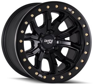 Dirty Life Race Wheels DT-1 9303 Simulated Beadlock Wheel In 17x9 with 3.5in Backspace Matte Black for 55-86 Jeep CJ 9303-7985MB38