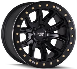 Dirty Life DT-1 9303 Simulated Beadlock Wheel In 17x9 with 3.5in Backspace Matte Black for 55-86 Jeep CJ 9303-7985MB38