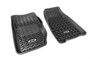 Rugged Ridge Floor Liners Front Black With Jeep Logo For 1984-01 Jeep Cherokee XJ DMC-12920.25
