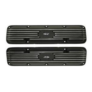 Omix-ADA Valve Cover Aluminum For 1966-91 Jeep CJ Series & Full Size With AMC V8, Pair ("JEEP" Logo) DMC-6920