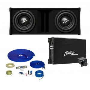 Stinger Off-Road Dual 10" 1,400 Watt (RMS) Loaded Ported Subwoofer Enclosure (1,400 Watts RMS/2,400 Watts Max) Bass Package with Amplifier & Complete Wiring Kit M2102400