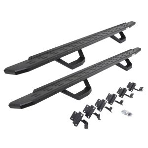 Go Rhino RB30 Running Boards with Mounting Brackets & 2 Pairs of Drops Steps Kit - Protective Bedliner Coating for 15-25 Ford F-150, 17-25 Ford F-250 Super Duty, 17-25 Ford F-350 Super Duty 6961558720T