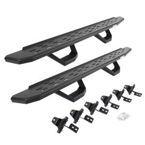 Go Rhino RB30 Running Boards with Mounting Brackets & 2 Pairs of Drops Stepst Kit - Protective Bedliner Coating for 18-25 Jeep Wrangler 6965067320T