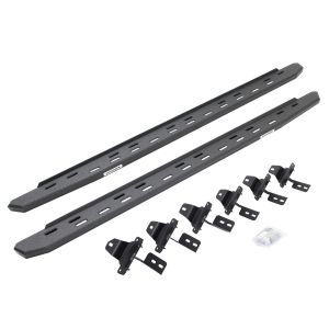 Go Rhino RB30 Slim Line Running Boards with Mounting Bracket Kit - Protective Bedliner Coating for 18-25 Jeep Wrangler 69650673ST