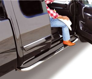 Go Rhino 4000 Series SideSteps With Mountins Bracket Kit - Polished Stainless Steel for 15-26 Ford F-150, 17-26 Ford F-250 Super Duty, 17-26 Ford F-350 Super Duty 4156PS