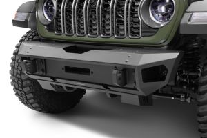 Go Rhino Trailline Front Stubby Bumper - Textured Black for 20-25 Jeep Gladiator, 18-26 Jeep Wrangler 230211T