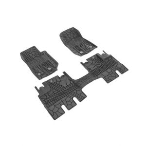 MOPAR Front & Rear Slush Mat Kit With Jeep Logo For 2014-18 Jeep Wrangler Unlimited 4 Door Models 82213860