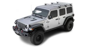 Rhino-Rack Heavy Duty RCL Silver 3 Bar Rhino-Rack Backbone Roof Rack For 2018+ Jeep Wrangler Unlimited JL JB0883