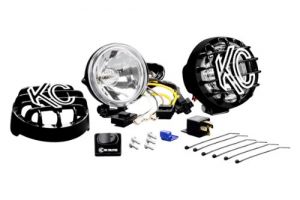 KC HiLiTES 4" Driving Light System 55w Pair In Black With Harness (Spread Beam) 490