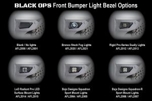 LoD Offroad Black Ops Front Light Bezels in Black Texture for 21+ Ford Bronco AFL2065-
