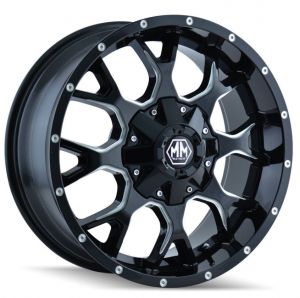 Mayhem Wheels Warrior 8015 17x7.5, 5x5 Wheel in Black With Milled Accents 8015-7760M30