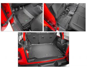 Quadratec Tru-Fit Floor Liner Triple Combo for 18-24+ Jeep Wrangler JL Unlimited w/ Leather Seats 14256JLUL-