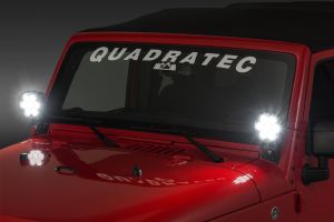 Quadratec 6" Round LED Lights with Wiring Harness & Windshield Mount Brackets for 07-18 Jeep Wrangler JK, JKU 97109JK6-