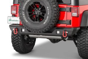 Quadratec Mid Width Rear Bumper With Quadratec 3" LED Cube Flood Lights & Backup Wiring Harness for 07-18 Jeep Wrangler JK, JKU 12057-0252