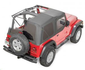 QuadraTop Gen II Complete Premium Soft Top with Tinted Windows & Upper Doors in Black Diamond Sailcloth for 97-06 Jeep Wrangler TJ 11000-5635