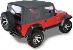 QuadraTop Replacement Soft Top with Upper Doors & Clear Windows for 97-06 Jeep Wrangler TJ 1100TJ-