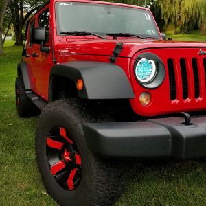 Quake LED Spider Eye Headlights with DRL Halo & RGB Accent Backlighting for Jeep Wrangler JK, TJ & CJ QTE1024