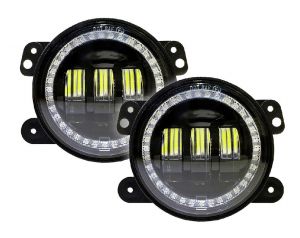 Quake LED Halo 4" LED Fog Lights with DRL for 07-18 Jeep Wrangler JK, JKU QTE346