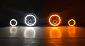 Quake LED Headlights & Fog Lights with White DRL Halo & Amber Turn Signals for 07-18 Jeep Wrangler JK, JKU QTE968