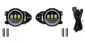 Quake LED Halo 4" LED Fog Lights with DRL for 18-25 Jeep Wrangler JL & Gladiator JT QTE961