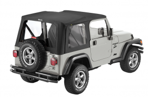 BESTOP Replace-A-Top Factory Sailcloth Black With Clear Windows For 2003-06 Jeep Wrangler TJ Fits With Steel Doors & Flip 7912535