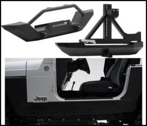 SmittyBilt XRC Front & Rear Bumper Package With Rocker Guards In Textured Black For 1997-06 Jeep Wrangler TJ XRCTJ1